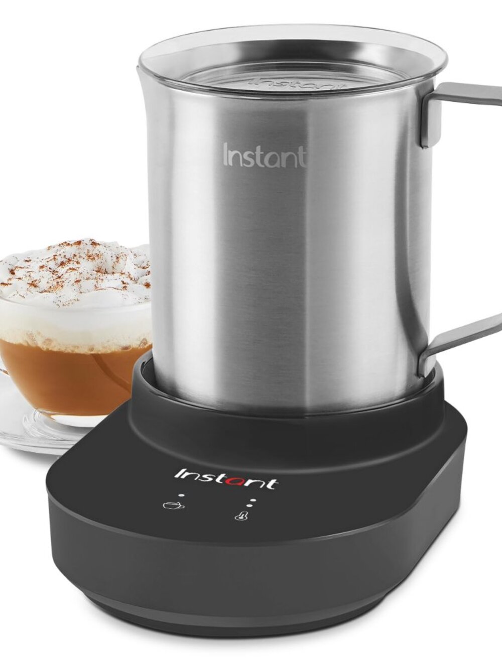 Instant 9-in-1 Black Milk Frother with Stainless Steel Pitcher